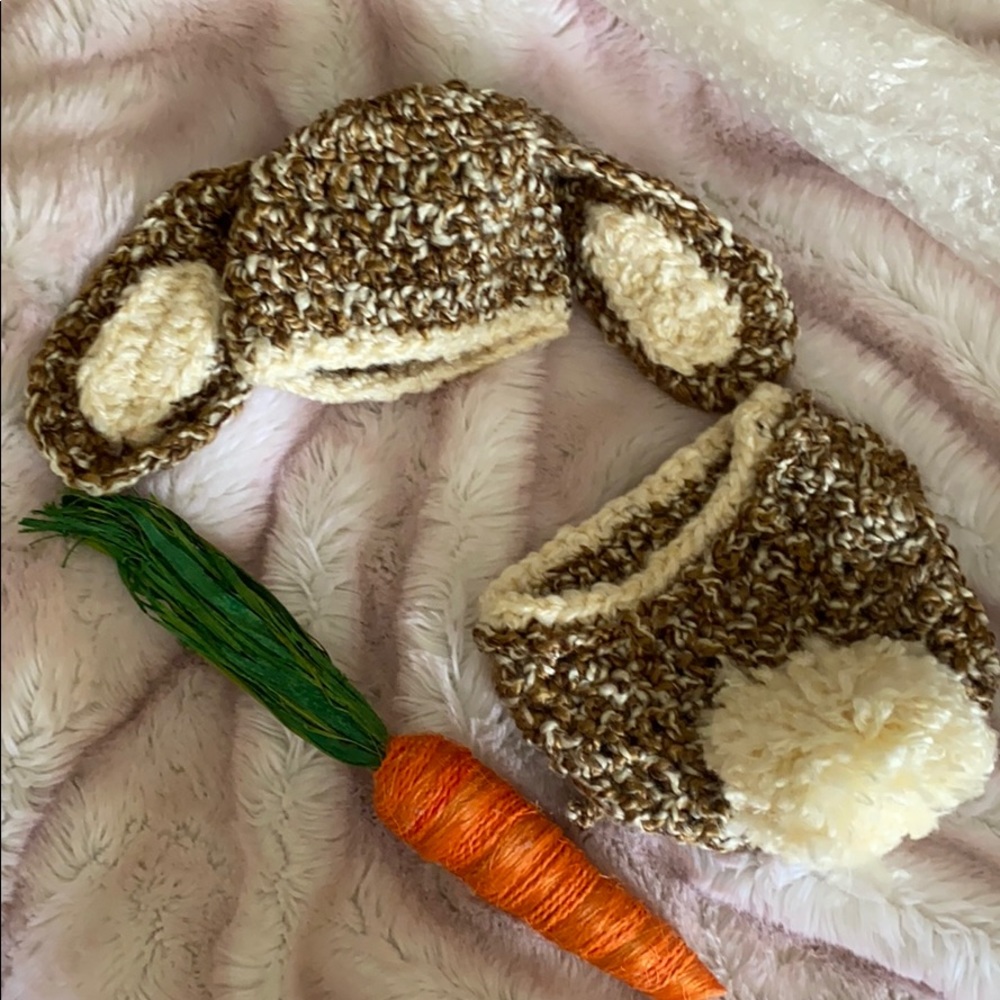 Newborn bunny hat and diaper cover